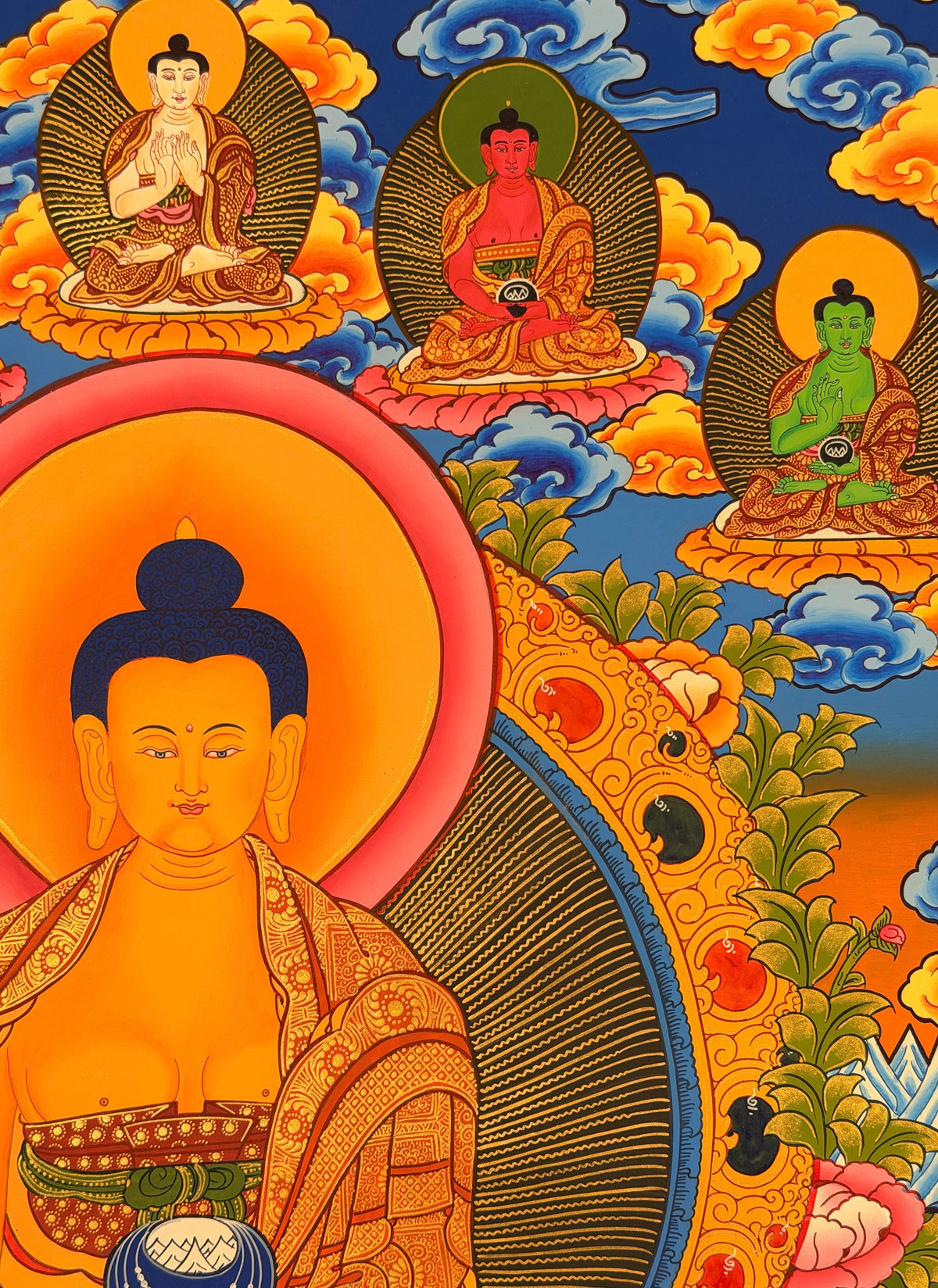 Shakyamuni Buddha thangka, close-up photo 4 of 5