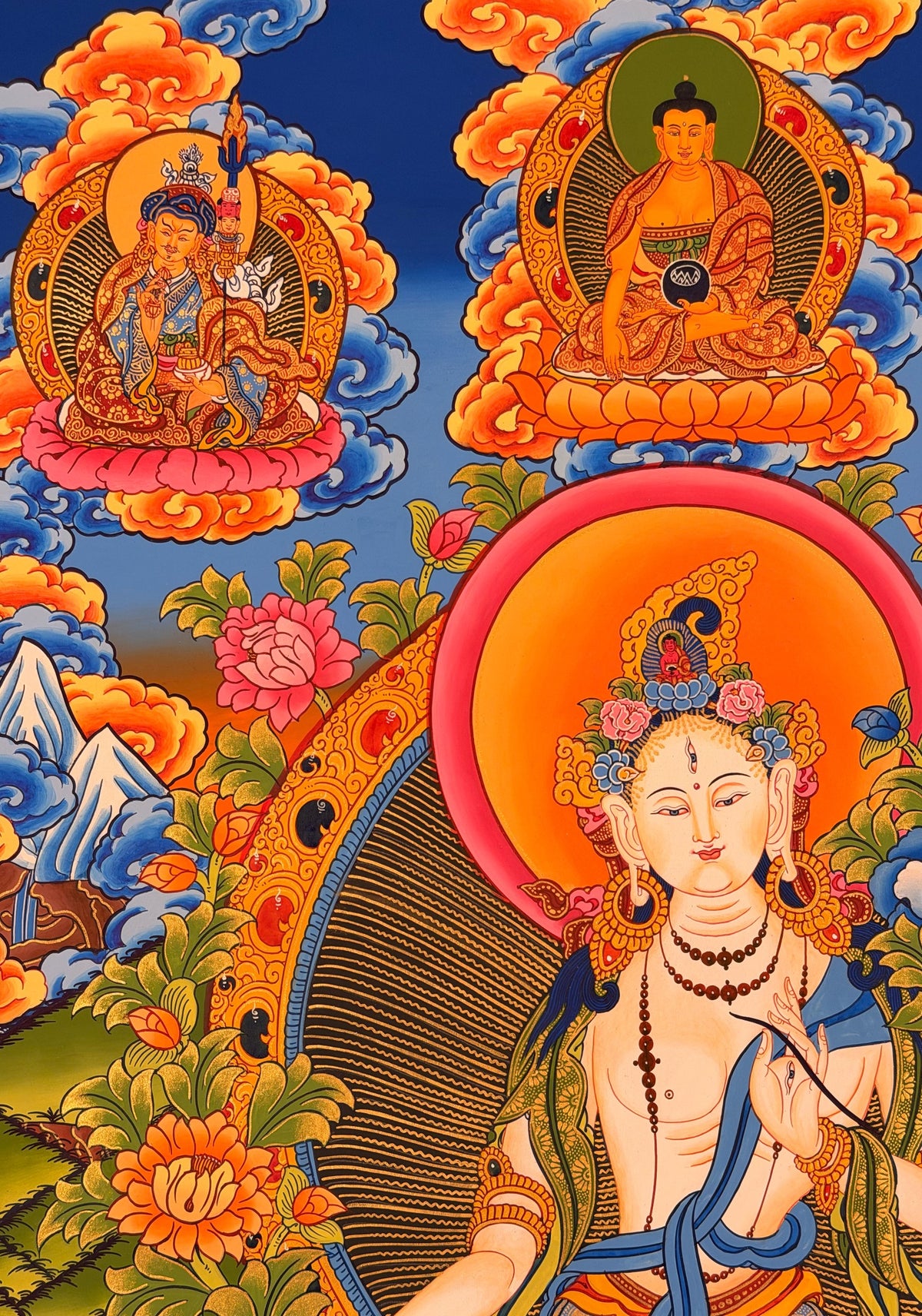 White Tara thangka, close-up photo 3 of 5