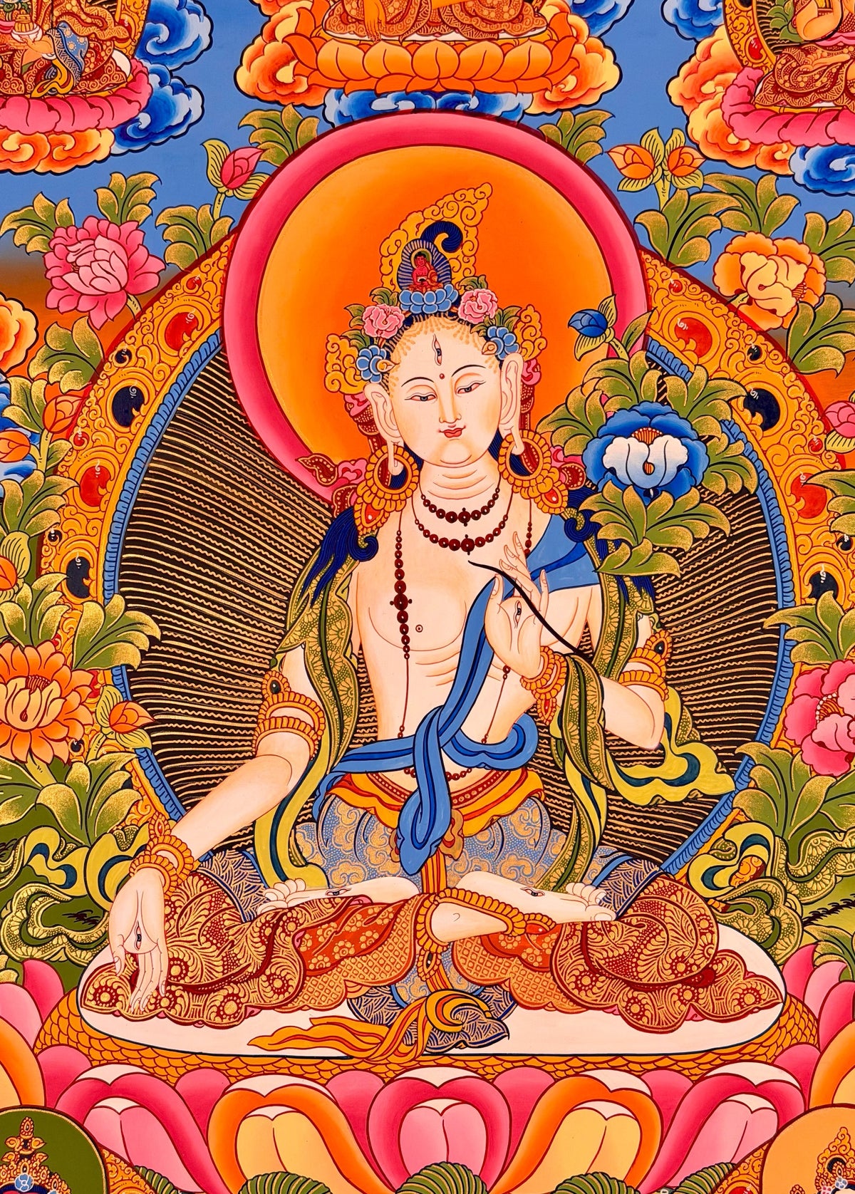 White Tara thangka, close-up photo 5 of 5