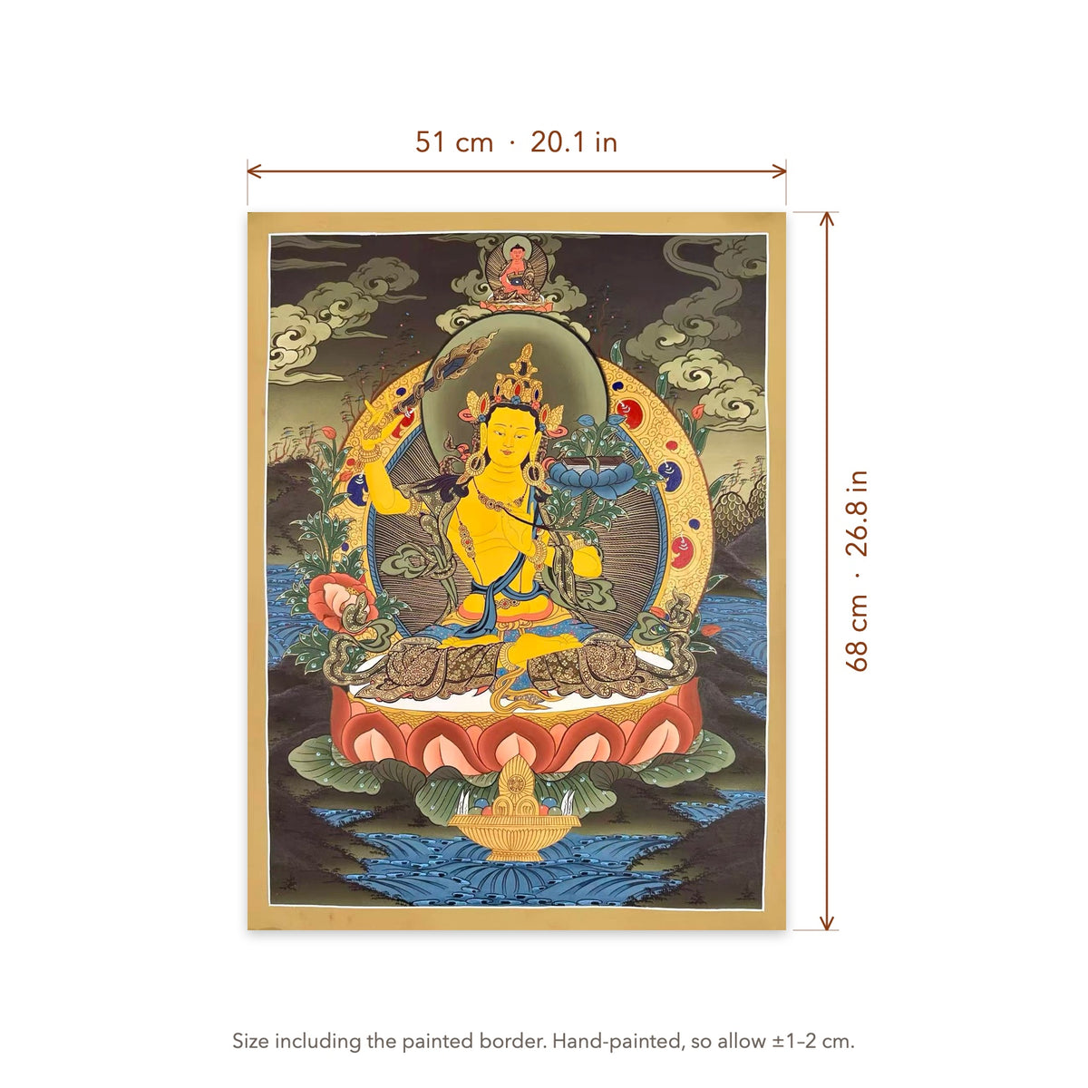 Size diagram: 51 × 68 cm (20.1 × 26.8 in), including the painted border