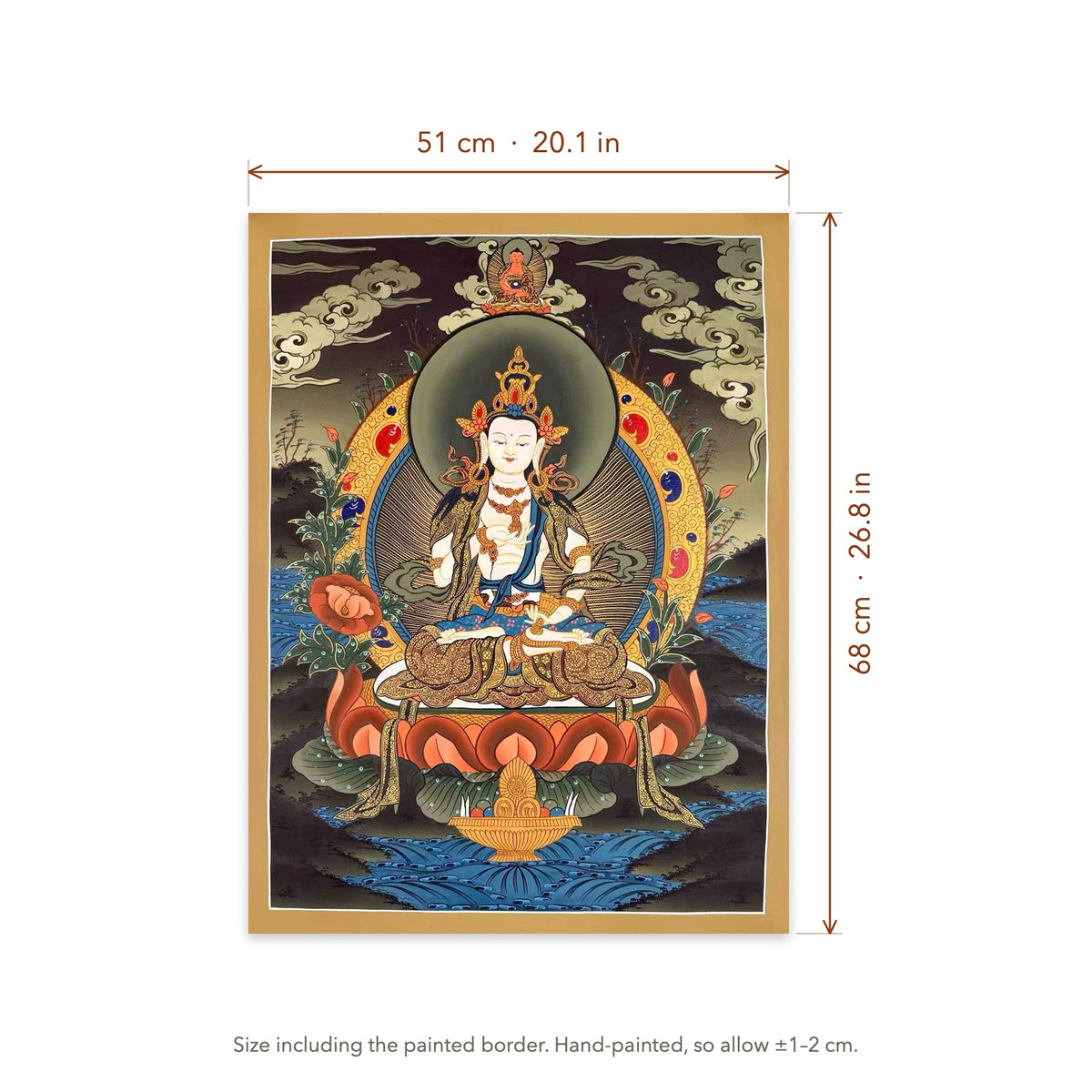 Size diagram: 51 × 68 cm (20.1 × 26.8 in), including the painted border