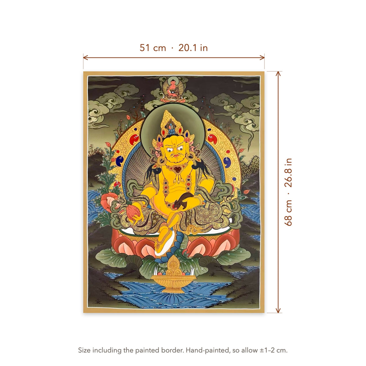 Size diagram: 51 × 68 cm (20.1 × 26.8 in), including the painted border