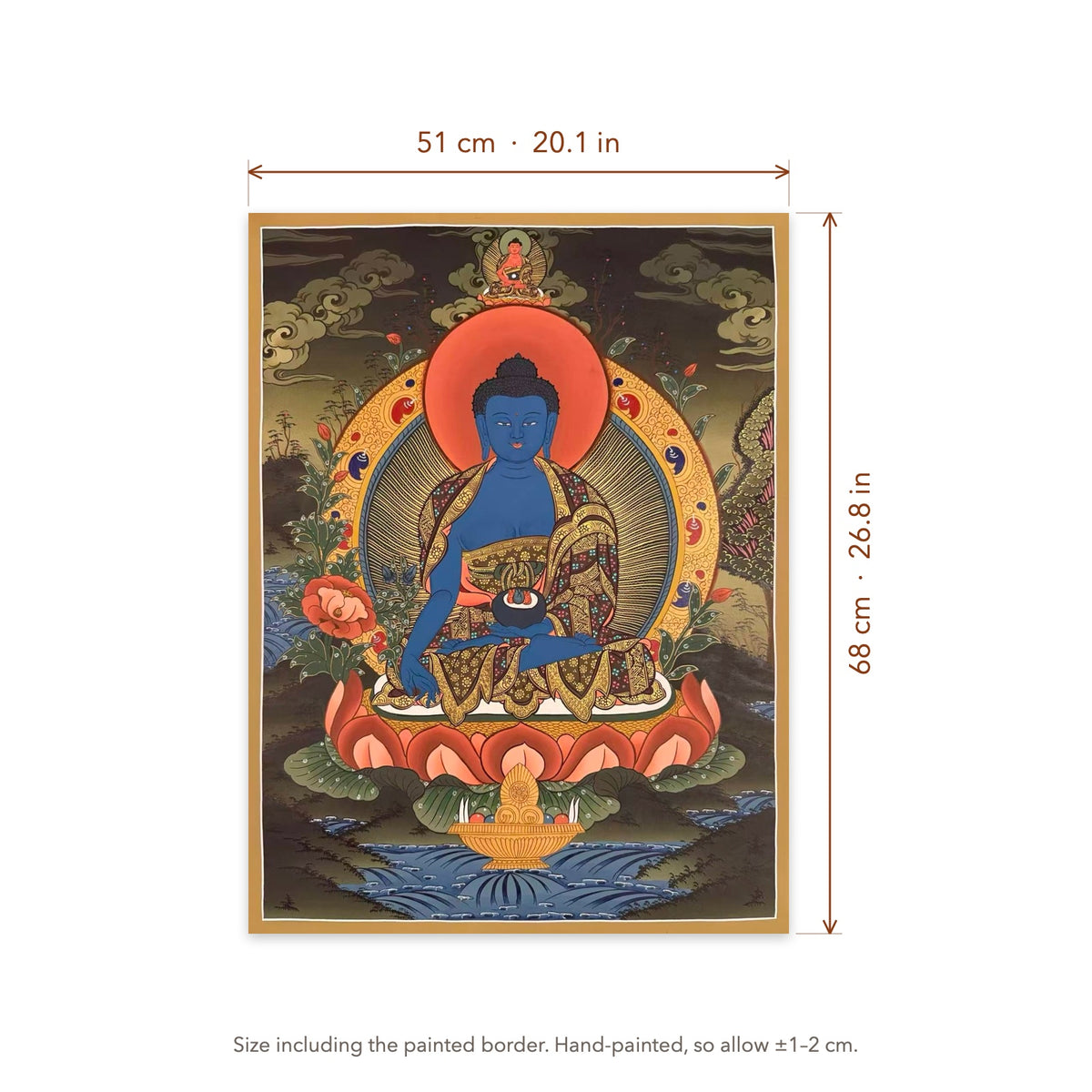 Size diagram: 51 × 68 cm (20.1 × 26.8 in), including the painted border