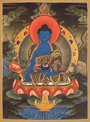 Medicine Buddha Thangka – 51×68 cm, Fine Grade