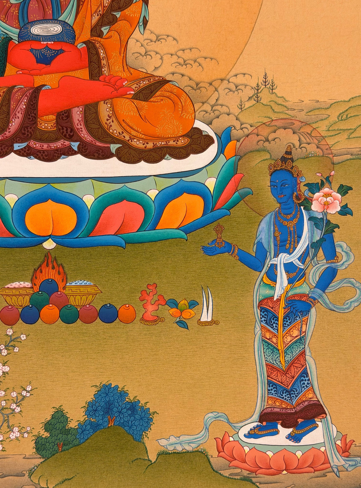 Amitabha Buddha thangka, close-up photo 2 of 5