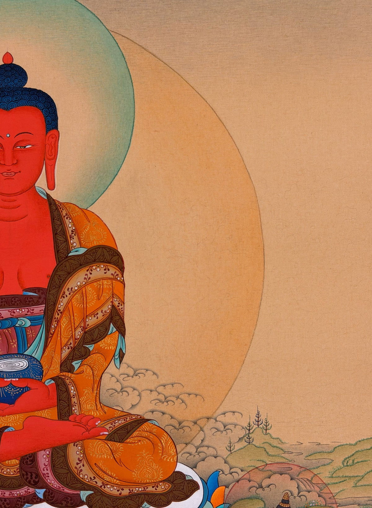 Amitabha Buddha thangka, close-up photo 4 of 5
