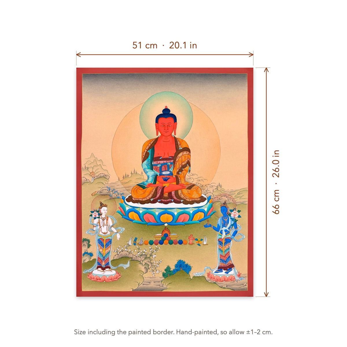 Size diagram: 51 × 66 cm (20.1 × 26.0 in), including the painted border