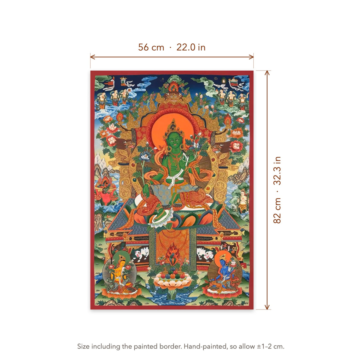 Size diagram: 56 × 82 cm (22.0 × 32.3 in), including the painted border
