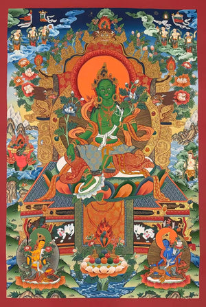 綠度母唐卡 – 56×82 cm · 大師級