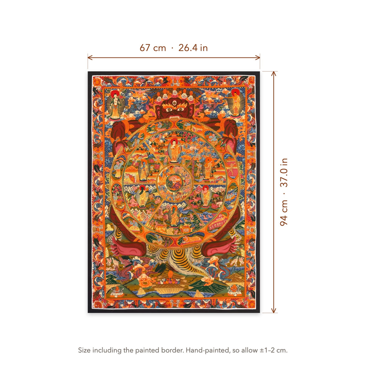 Size diagram: 67 × 94 cm (26.4 × 37.0 in), including the painted border