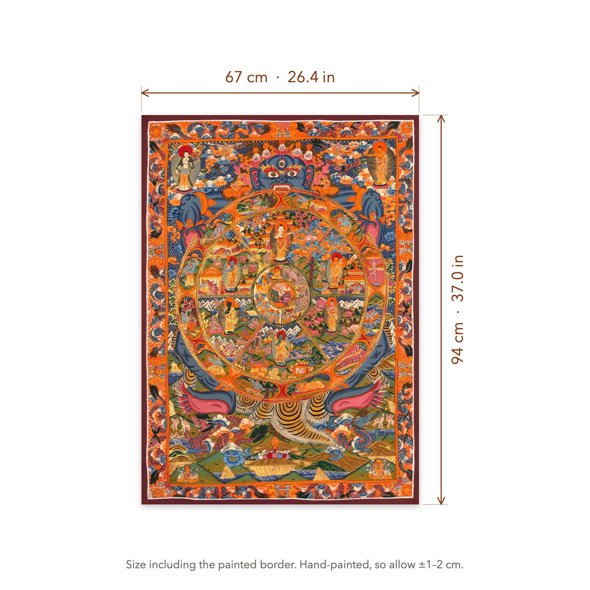Size diagram: 67 × 94 cm (26.4 × 37.0 in), including the painted border