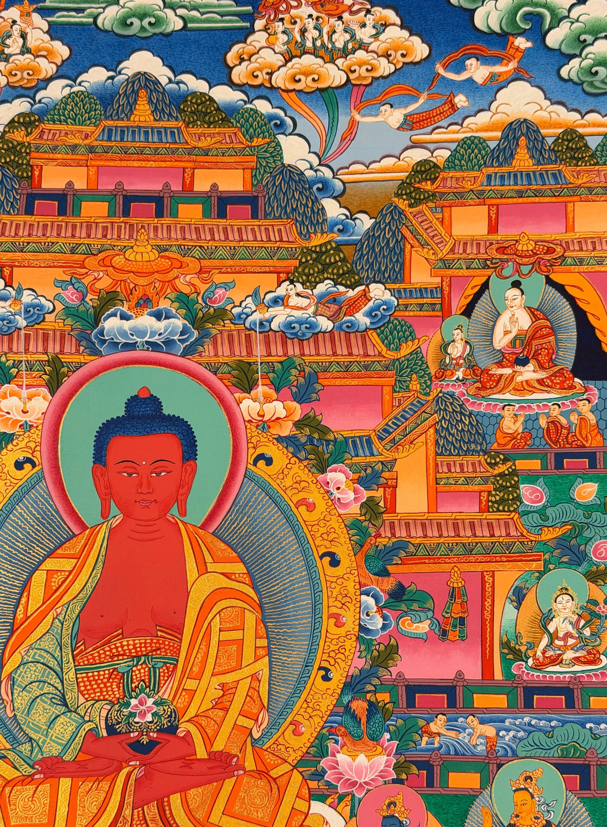 Amitabha Buddha thangka, close-up photo 4 of 5