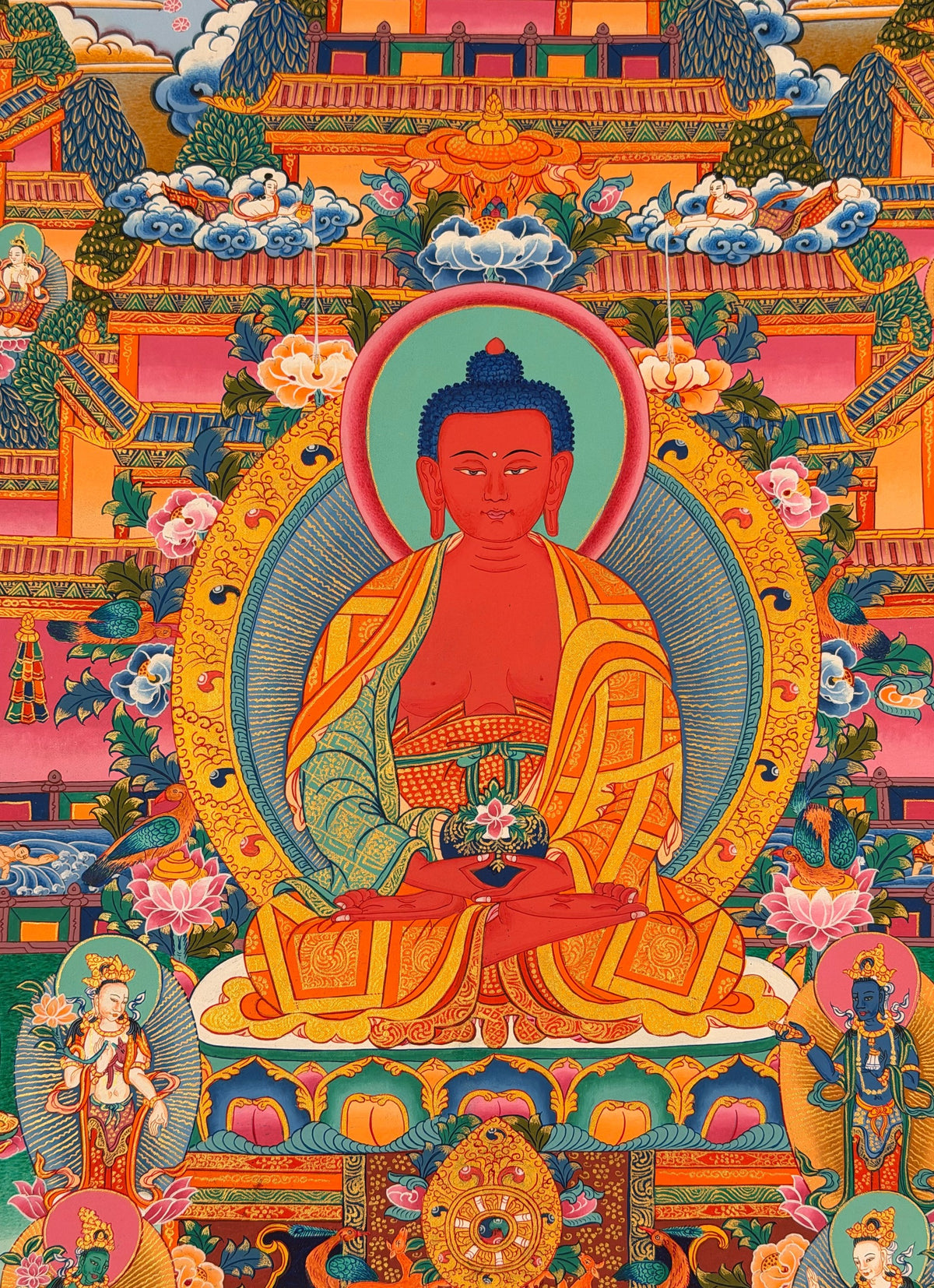 Amitabha Buddha thangka, close-up photo 5 of 5