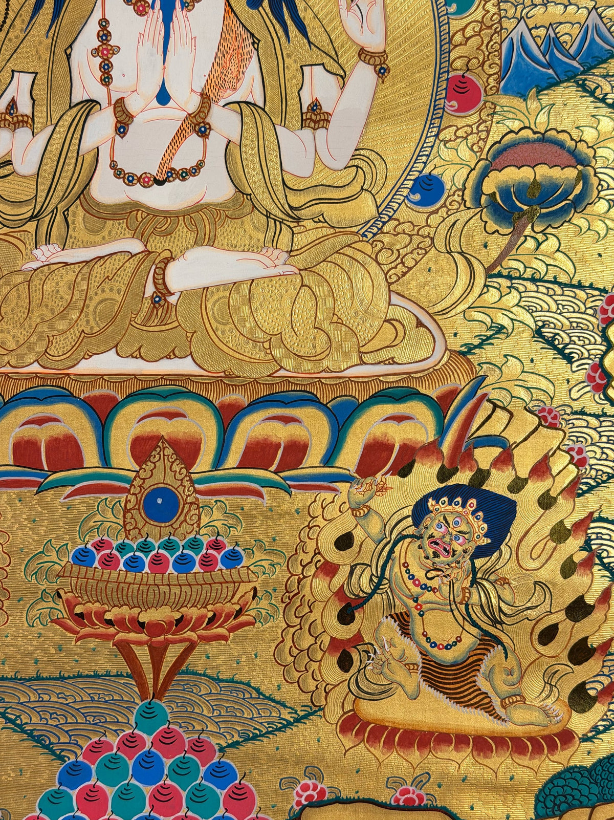 Chenrezig thangka, close-up photo 2 of 5