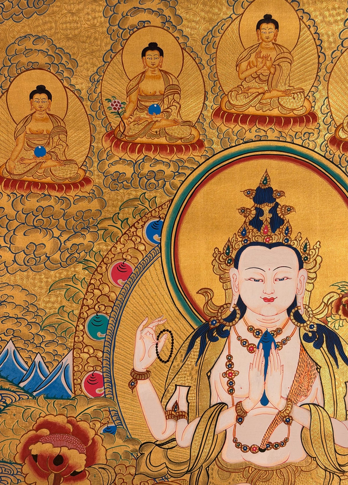 Chenrezig thangka, close-up photo 3 of 5