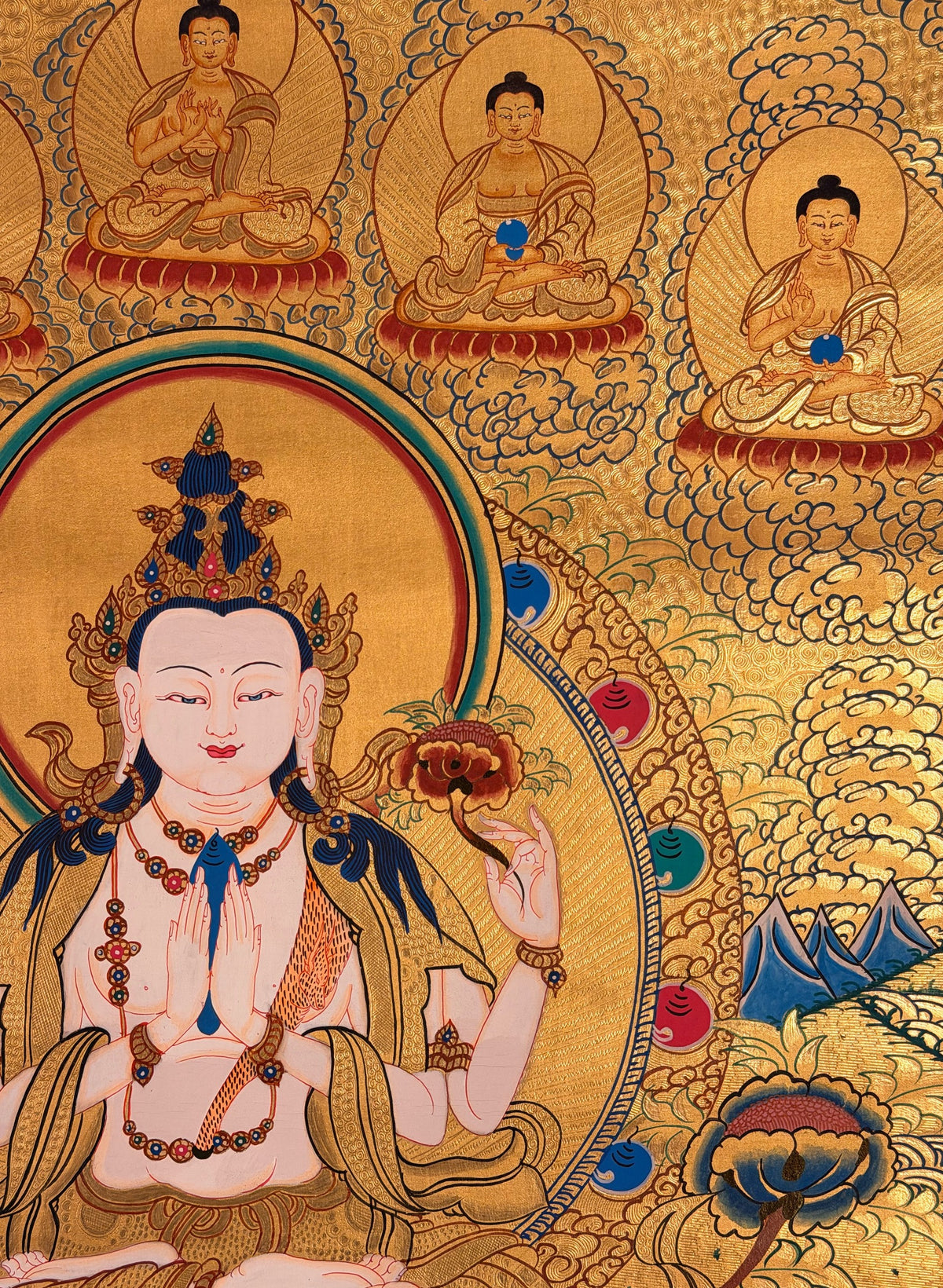 Chenrezig thangka, close-up photo 4 of 5
