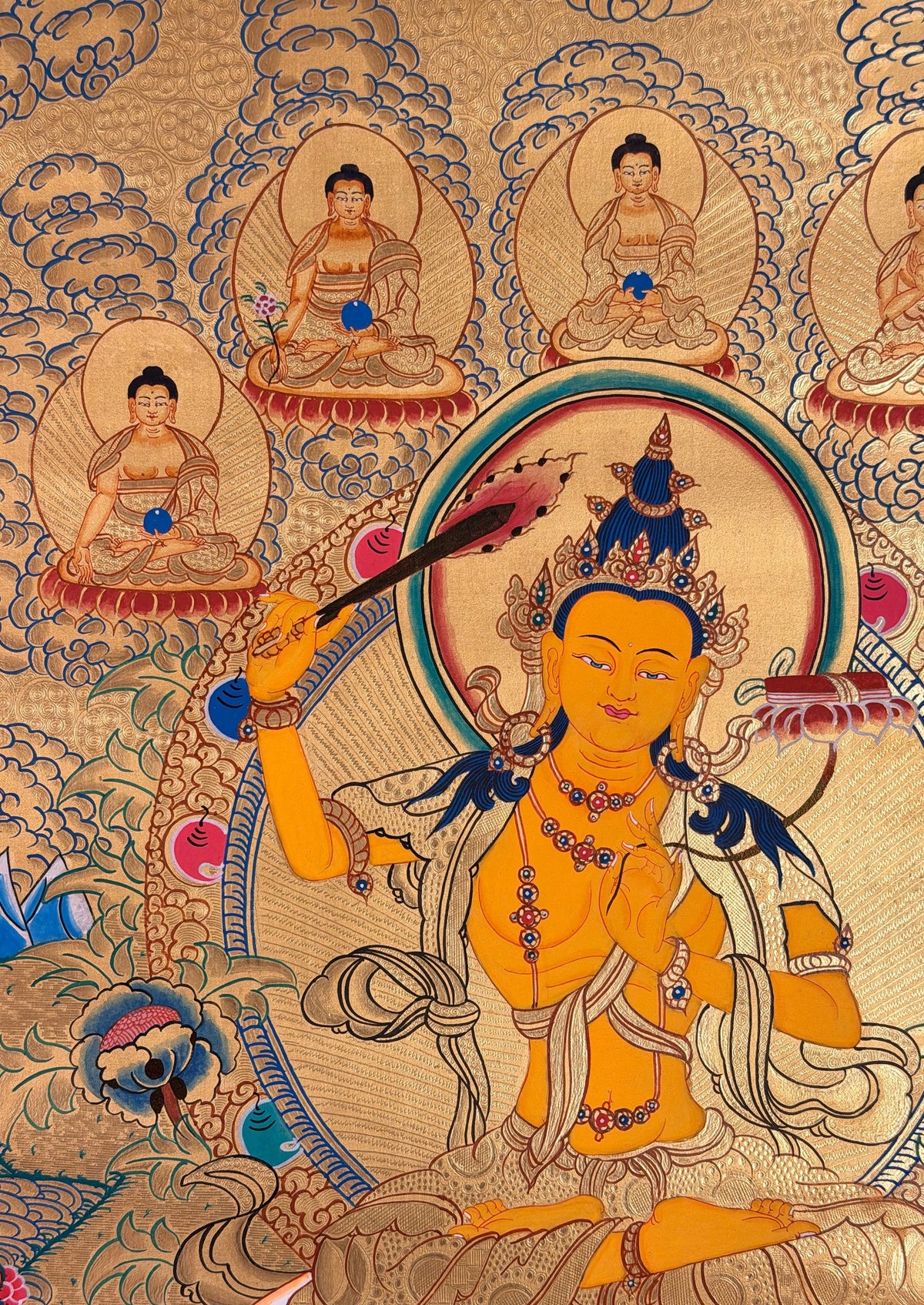 Manjushri thangka, close-up photo 3 of 5