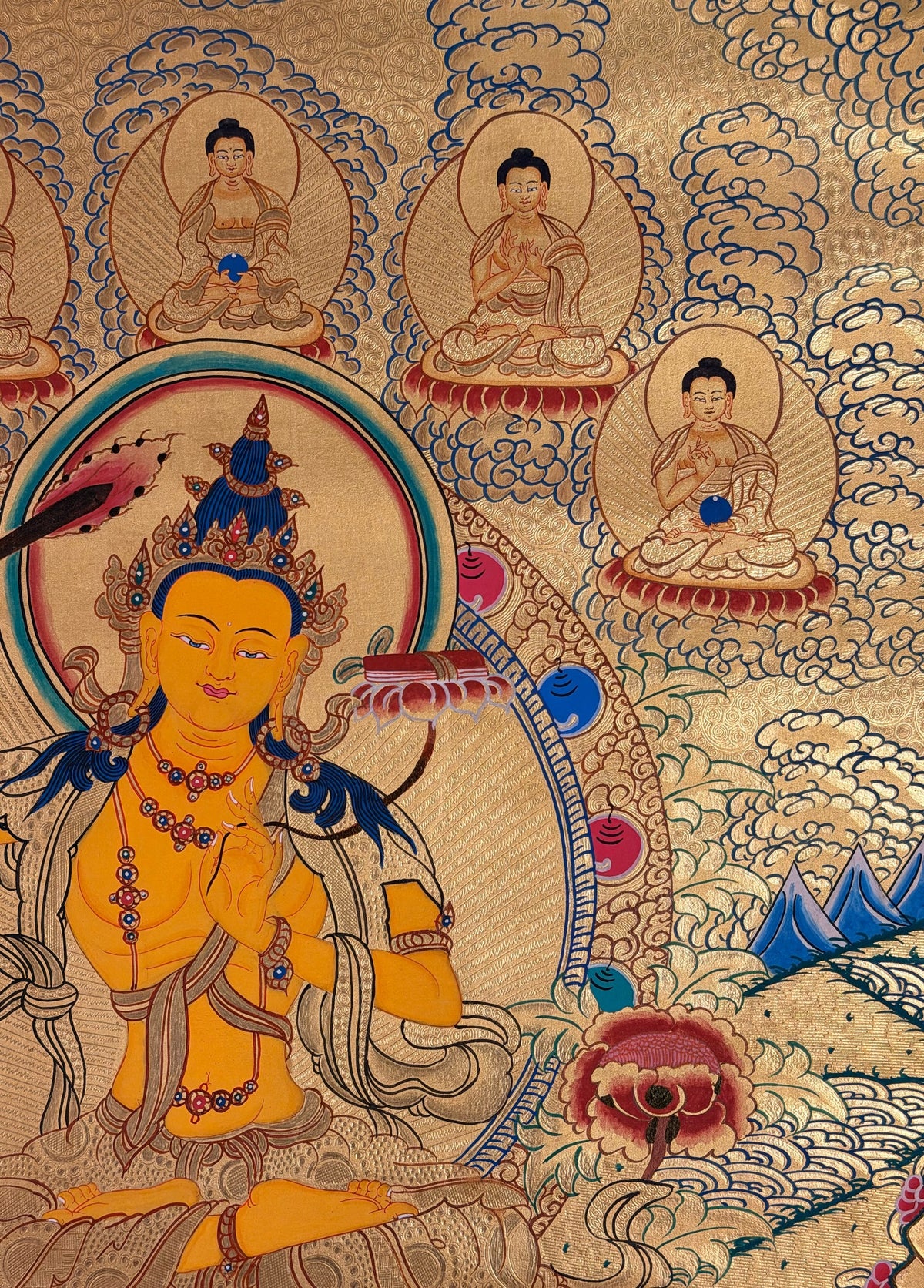 Manjushri thangka, close-up photo 4 of 5