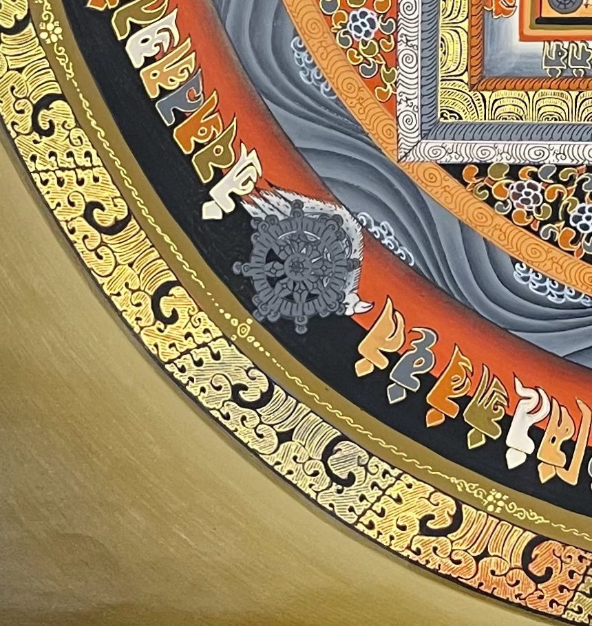 Kalachakra Mandala thangka, detail: bottom-left corner