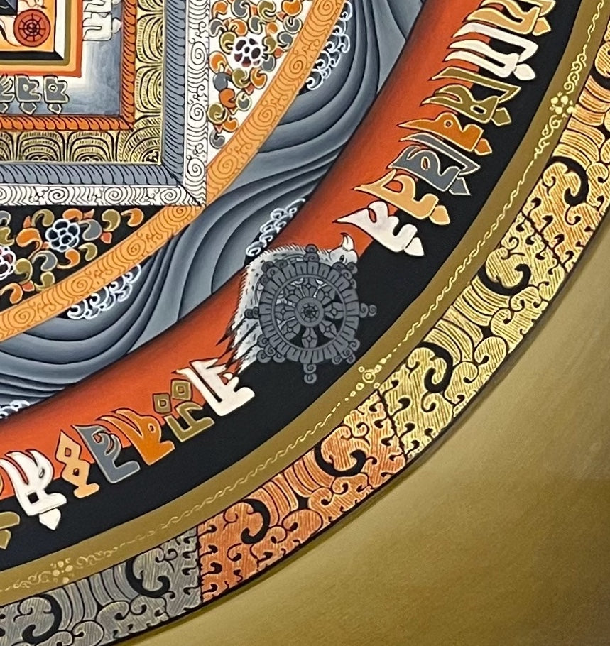 Kalachakra Mandala thangka, detail: bottom-right corner