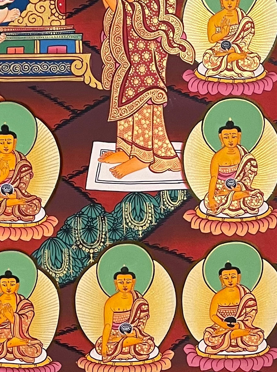 35 Confession Buddhas thangka, detail: bottom-right corner