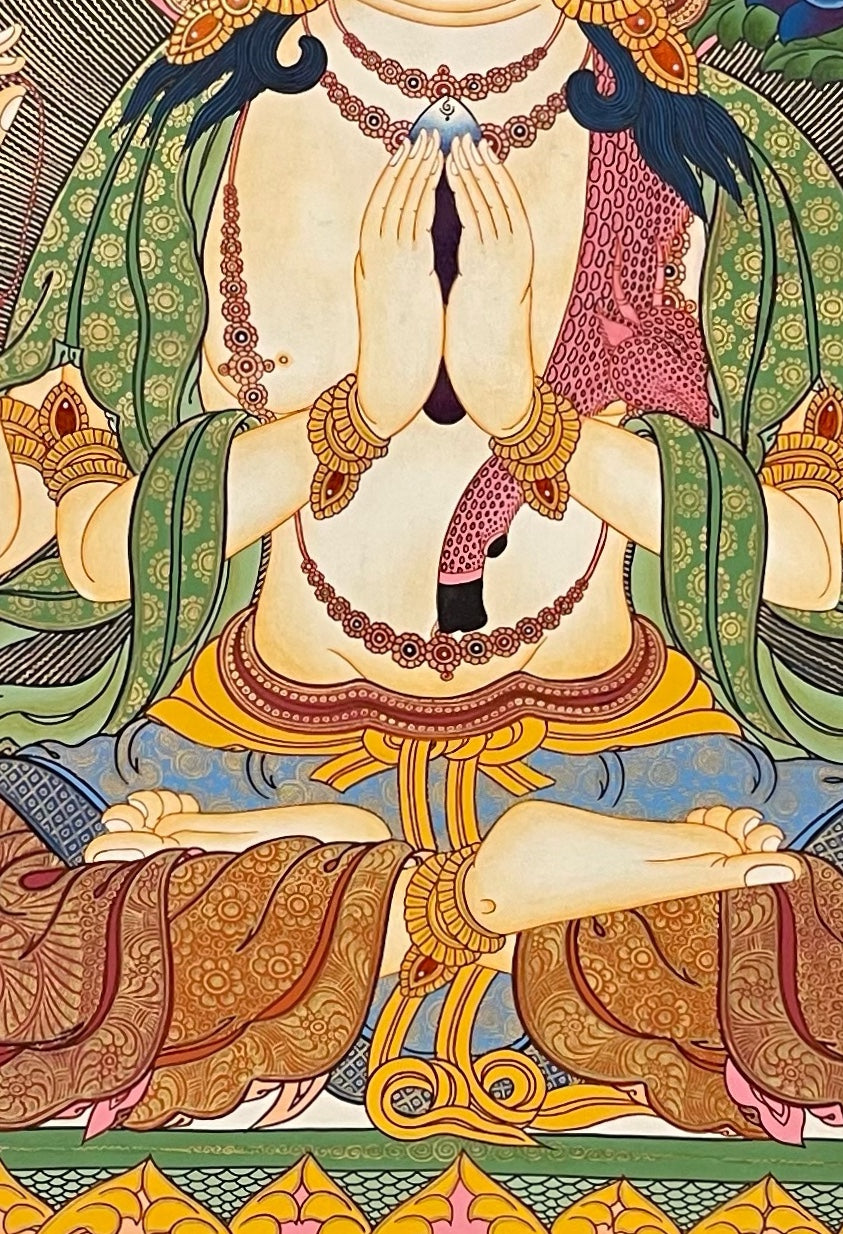 Chenrezig thangka, detail: centre