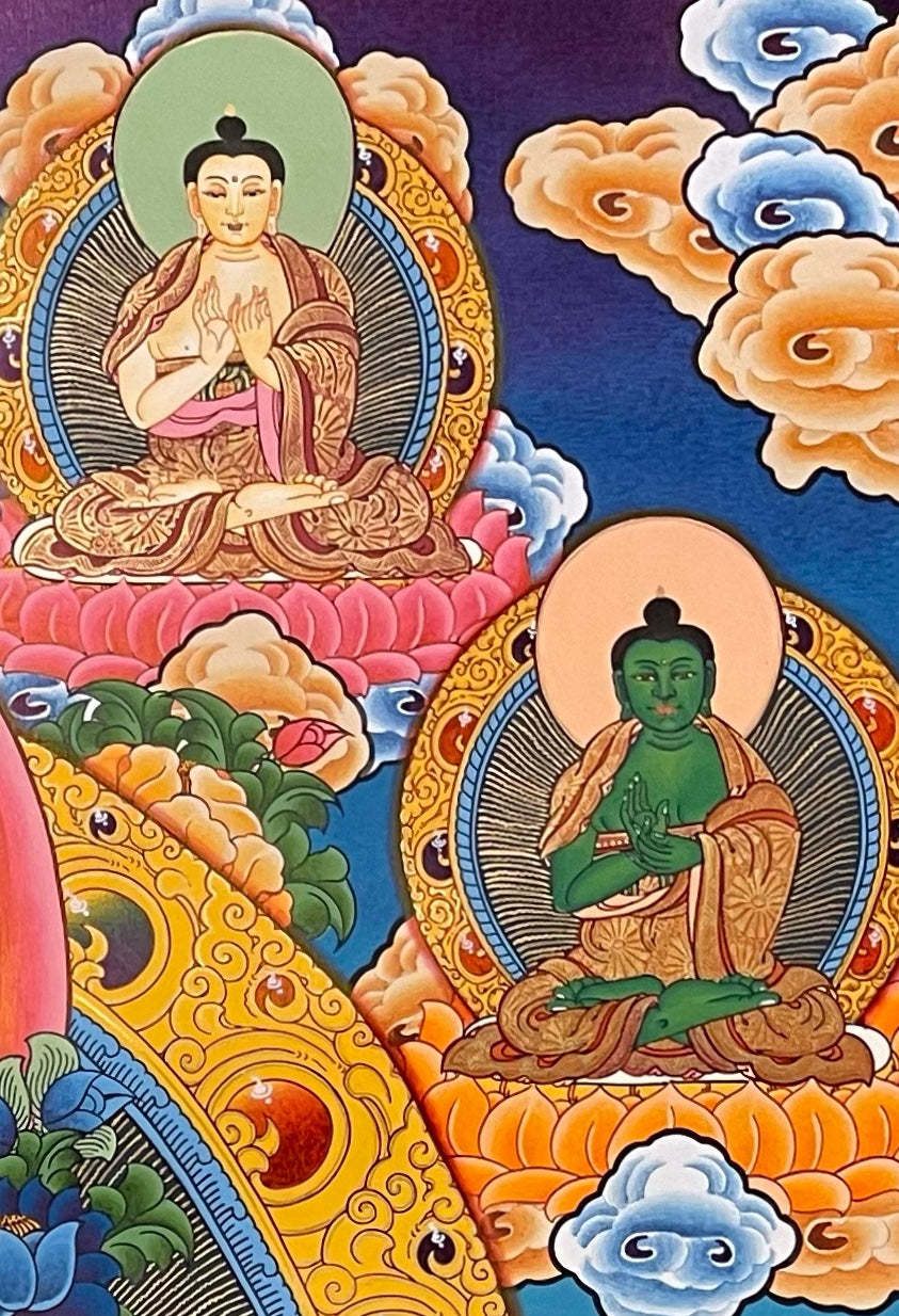 Chenrezig thangka, detail: top-right corner