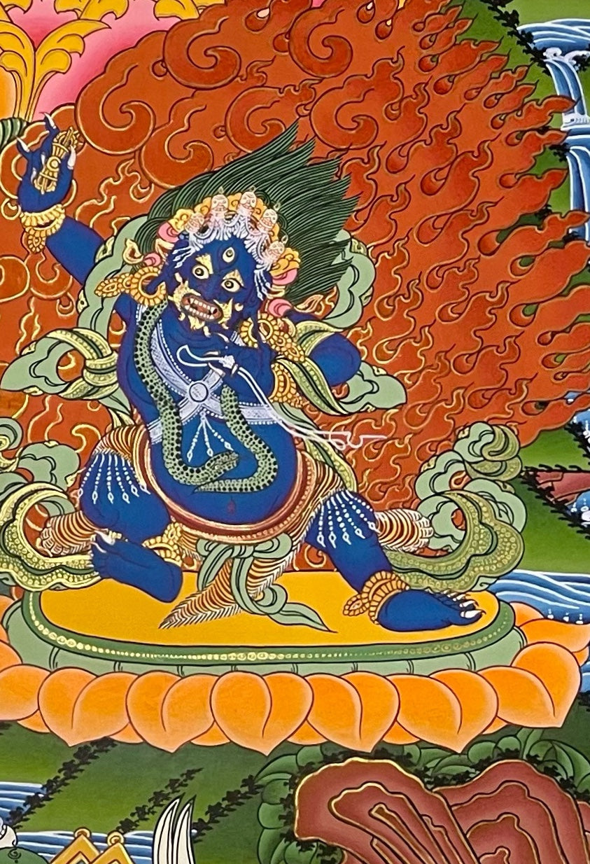 Chenrezig thangka, detail: bottom-right corner
