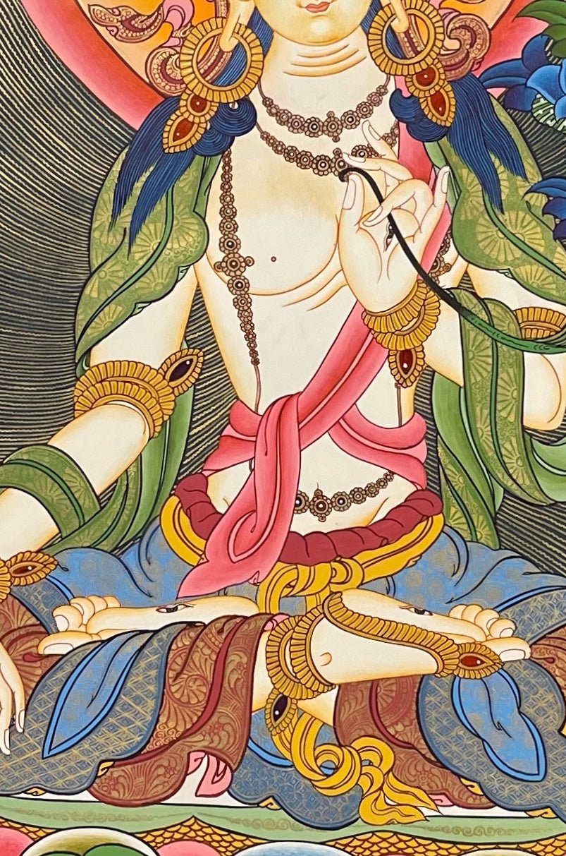 White Tara thangka, detail: centre