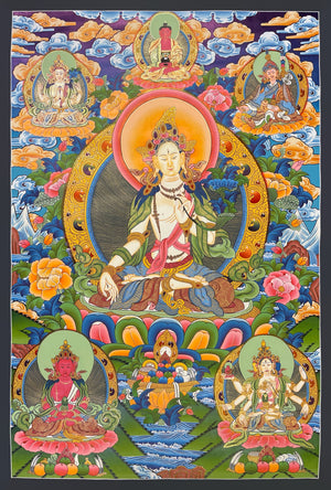 White Tara Thangka – 70×100 cm, Fine Grade