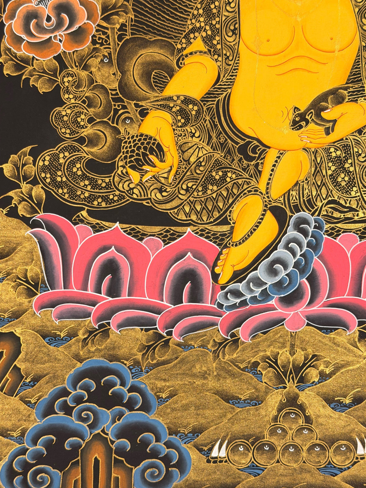 Yellow Jambhala thangka, close-up photo 1 of 5
