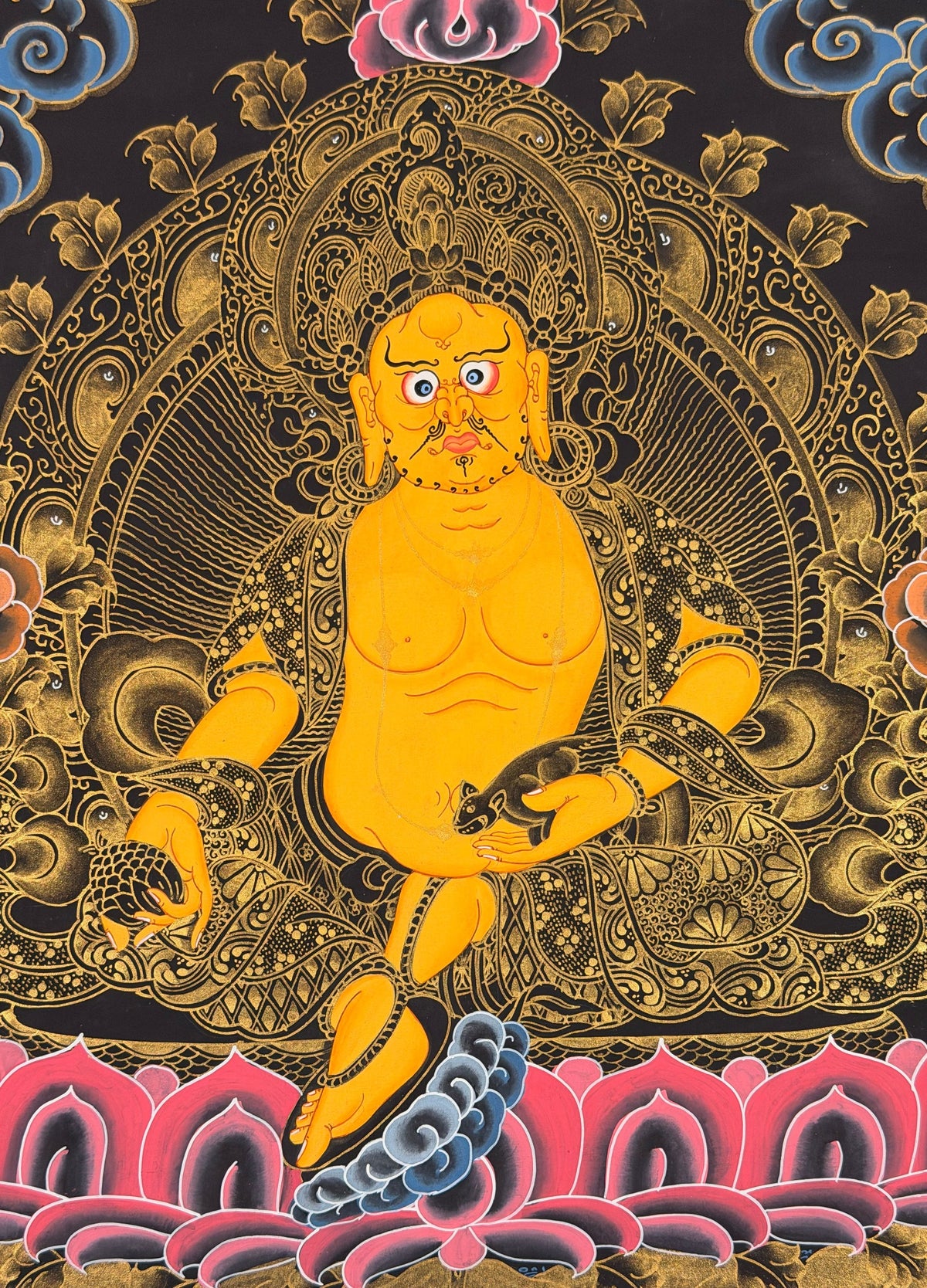 Yellow Jambhala thangka, close-up photo 5 of 5