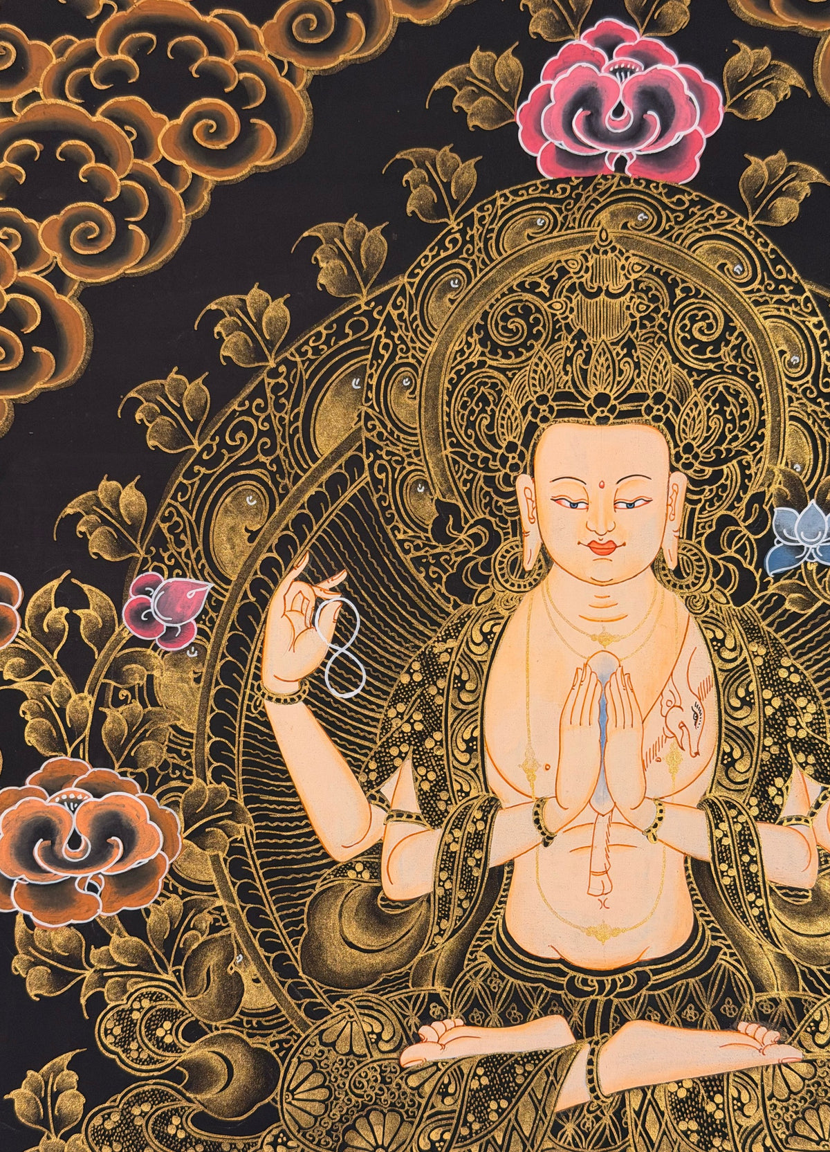 Chenrezig thangka, close-up photo 3 of 5