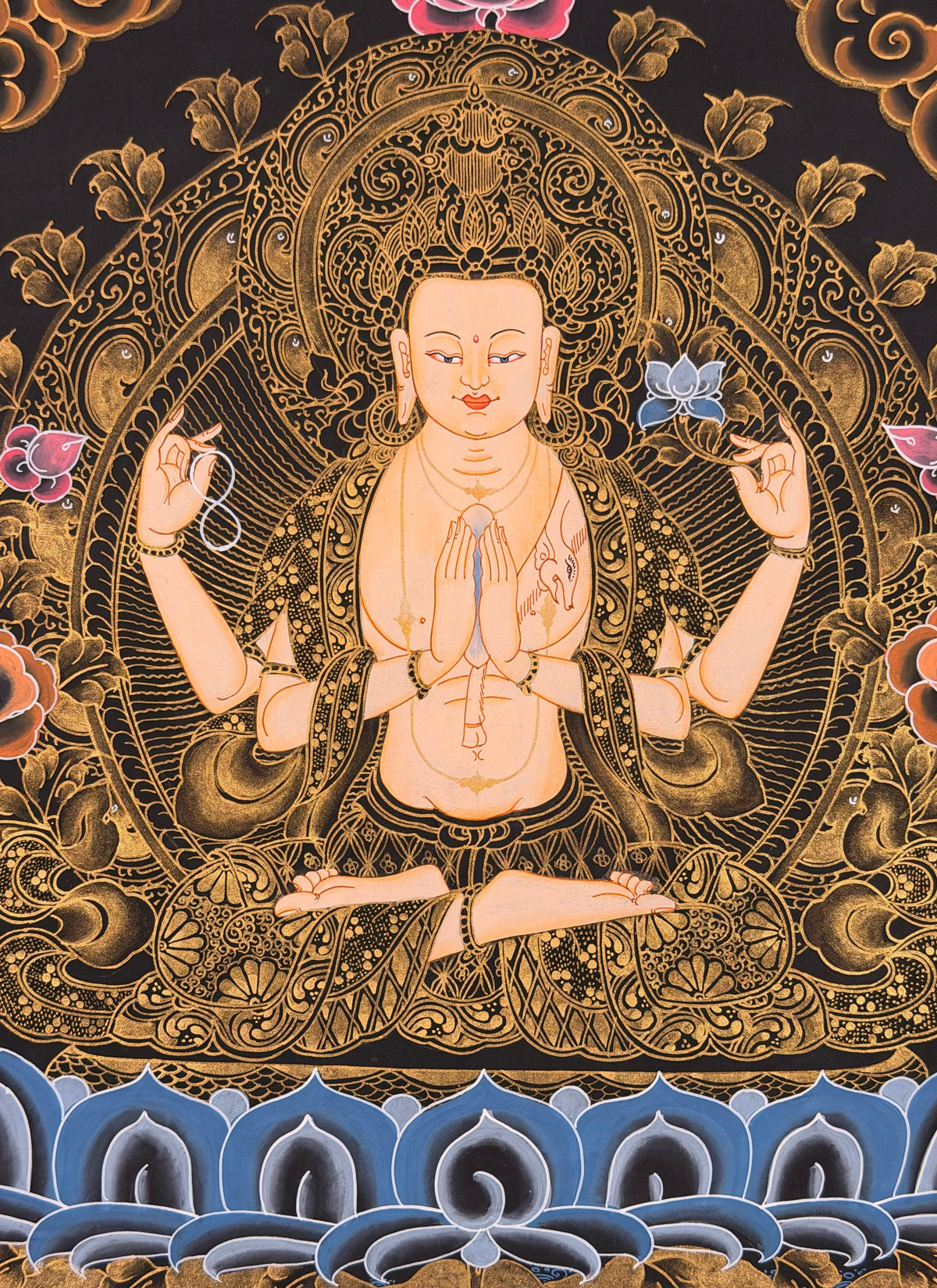 Chenrezig thangka, close-up photo 5 of 5