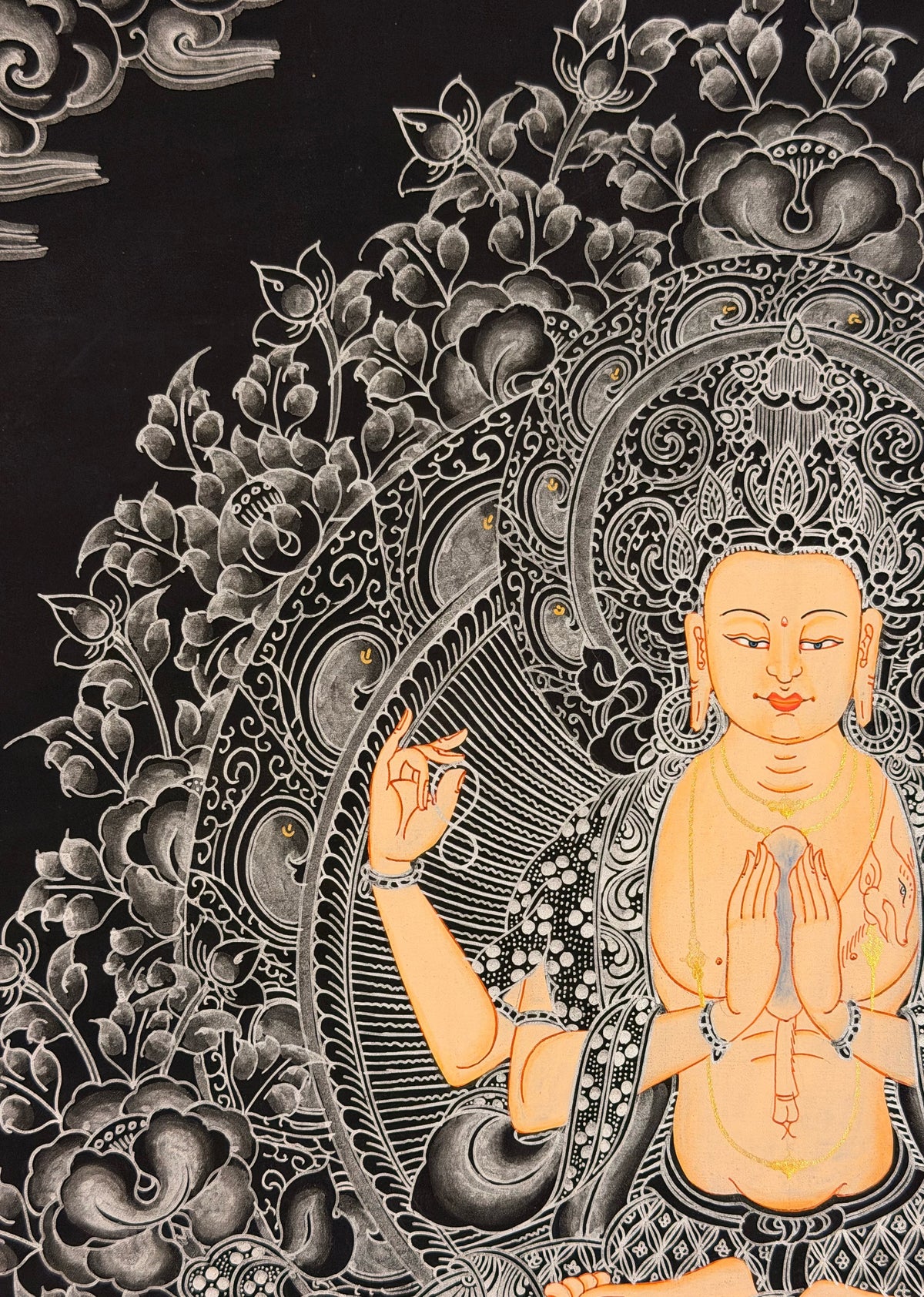 Chenrezig thangka, close-up photo 3 of 5