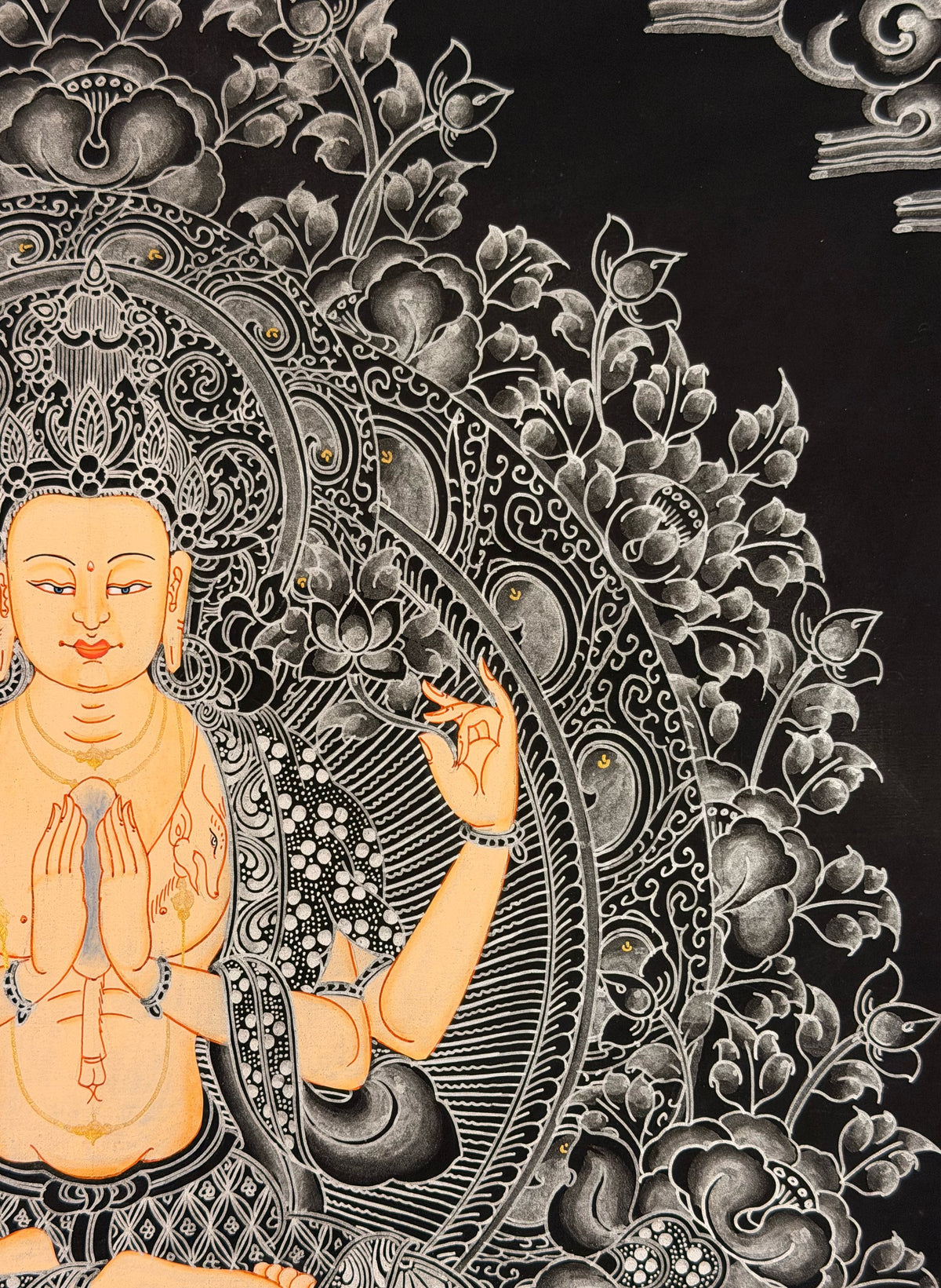 Chenrezig thangka, close-up photo 4 of 5