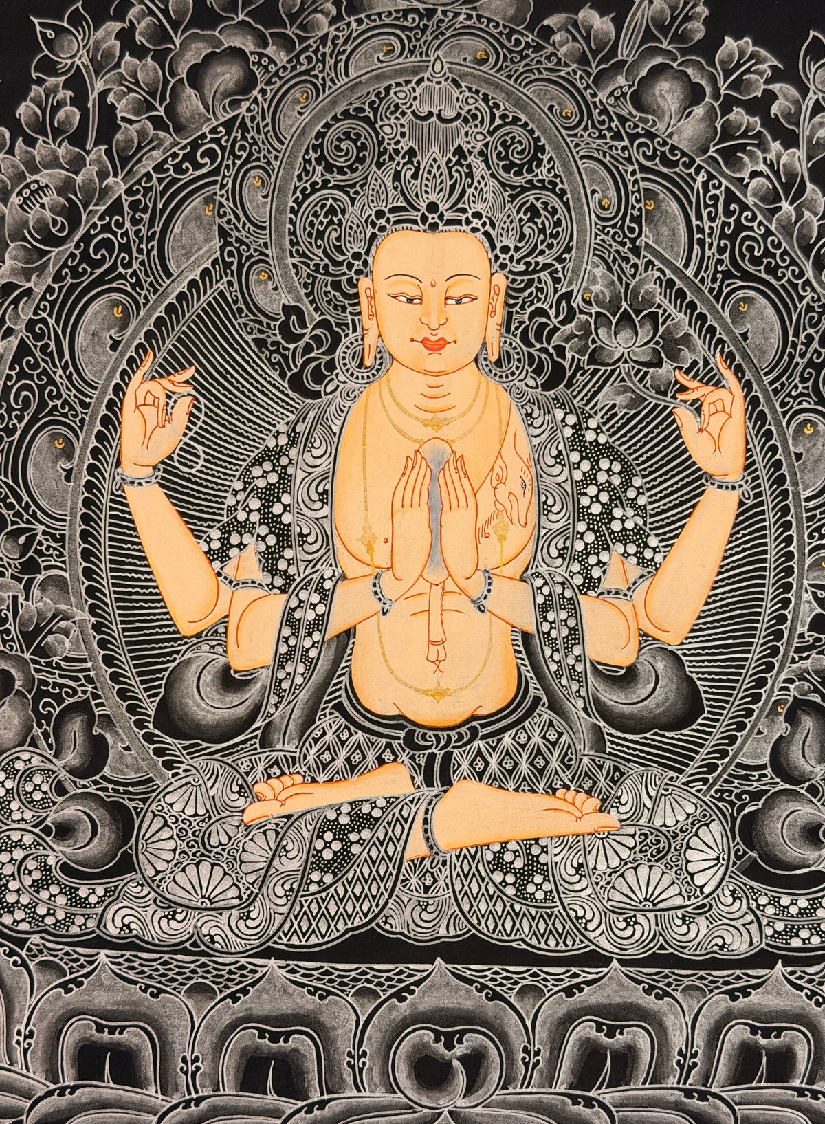 Chenrezig thangka, close-up photo 5 of 5