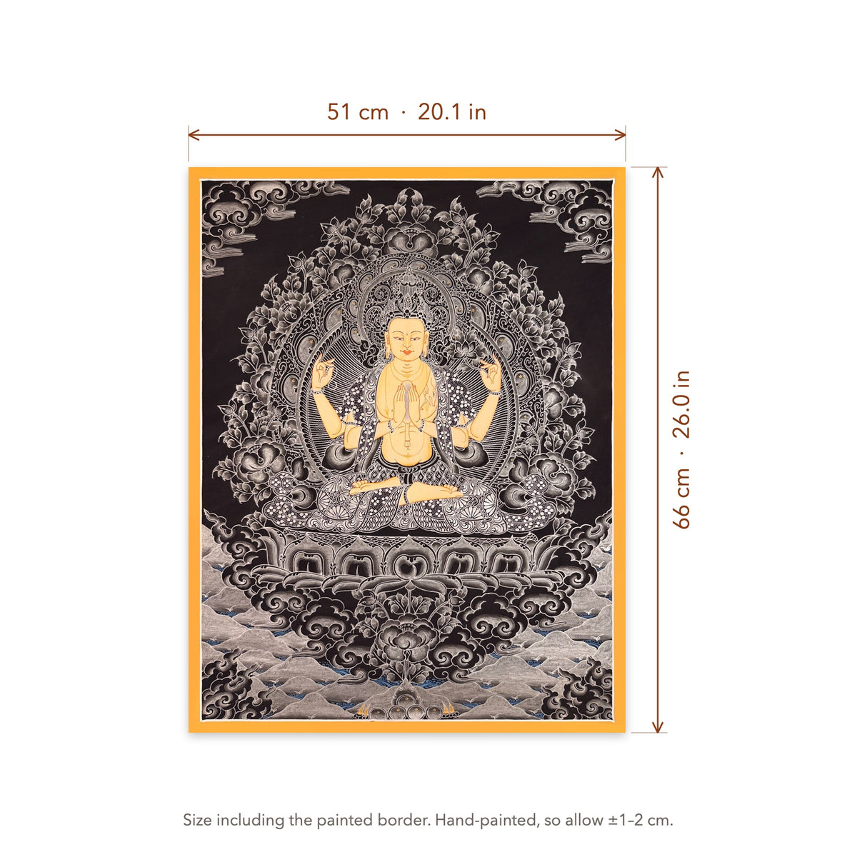 Size diagram: 51 × 66 cm (20.1 × 26.0 in), including the painted border