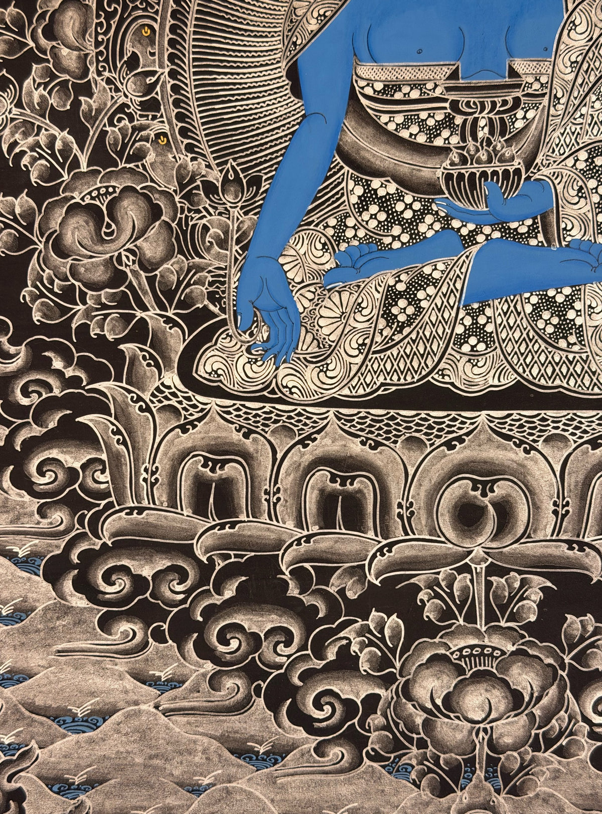Medicine Buddha thangka, close-up photo 1 of 5