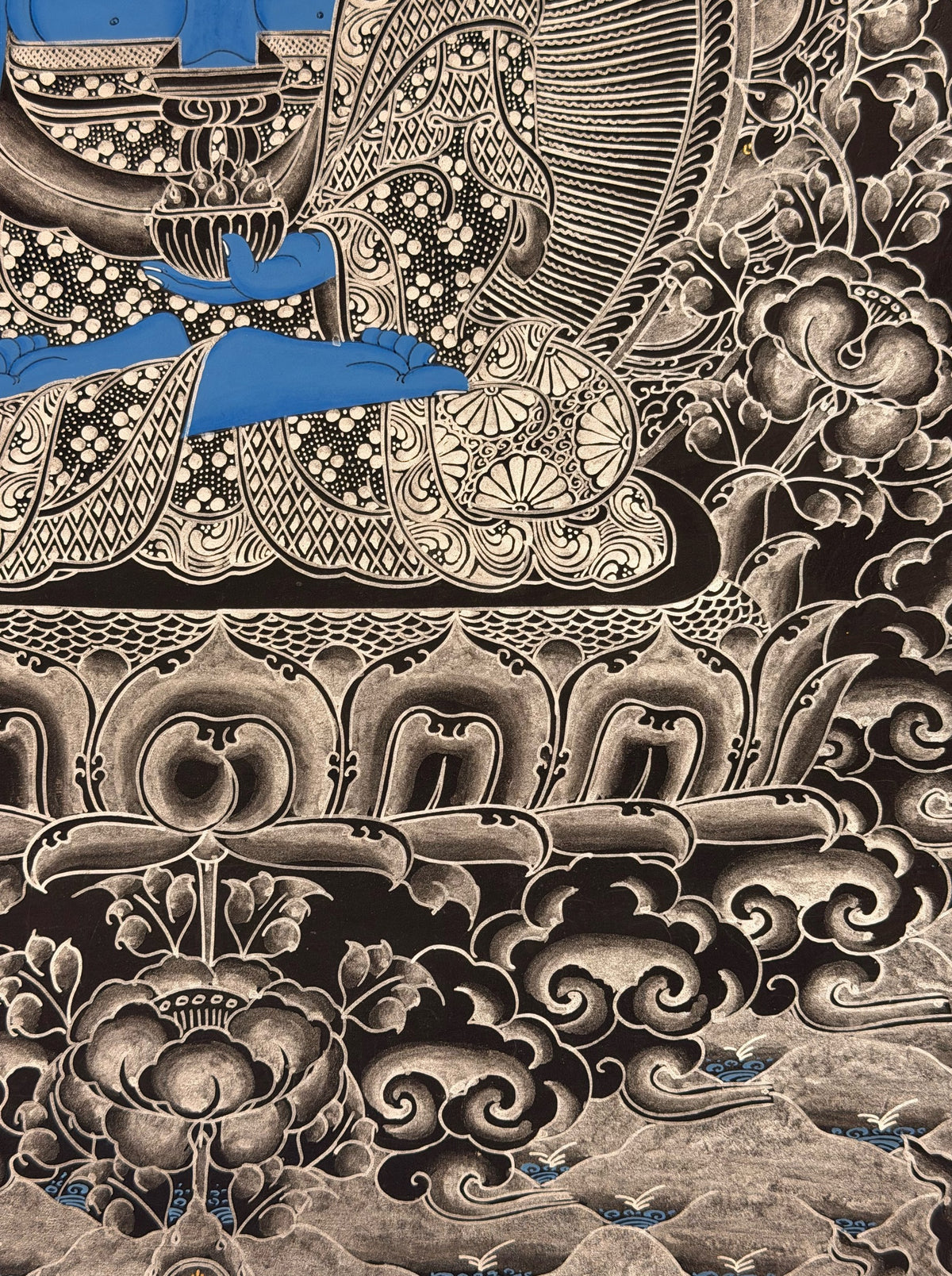 Medicine Buddha thangka, close-up photo 2 of 5