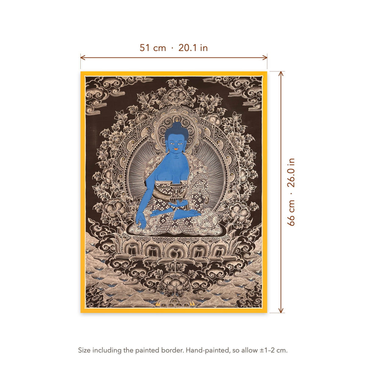 Size diagram: 51 × 66 cm (20.1 × 26.0 in), including the painted border