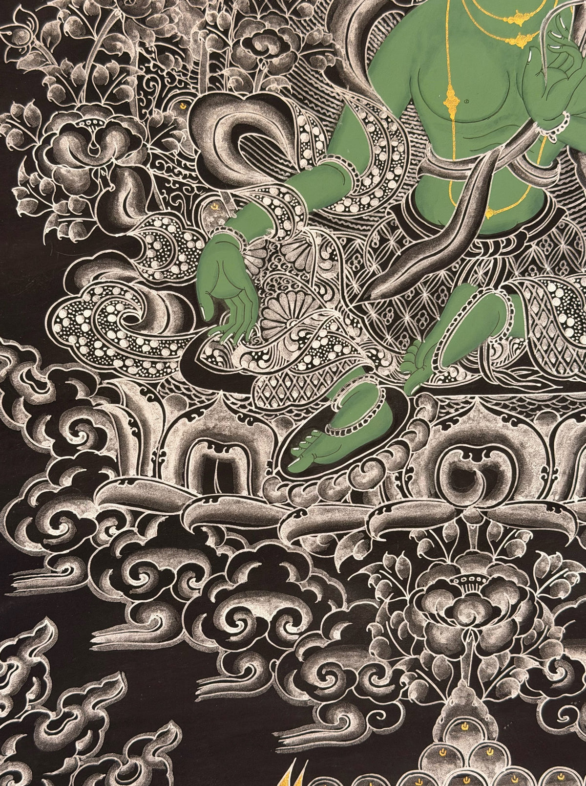 Green Tara thangka, close-up photo 1 of 5