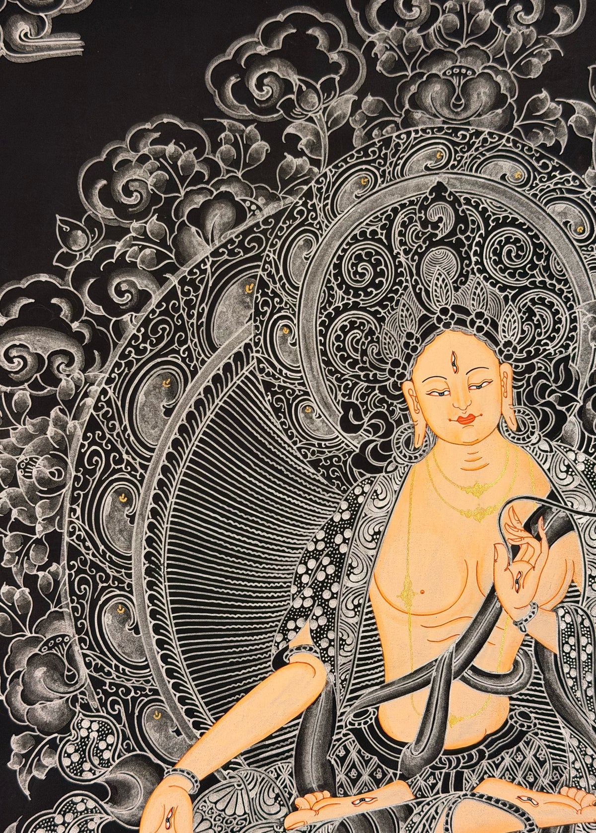 White Tara thangka, close-up photo 3 of 5