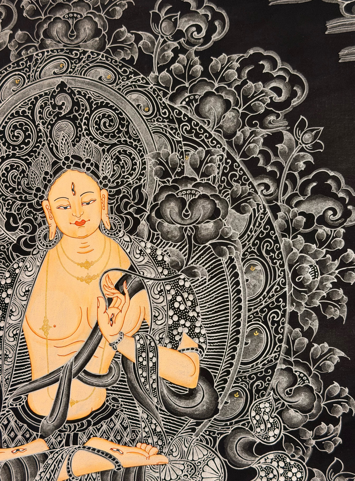 White Tara thangka, close-up photo 4 of 5