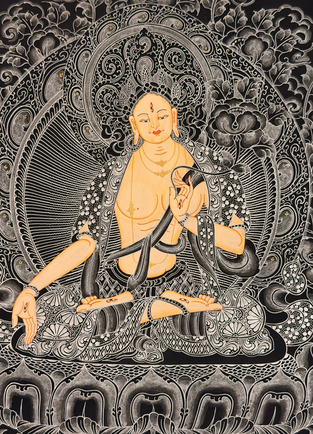 White Tara thangka, close-up photo 5 of 5