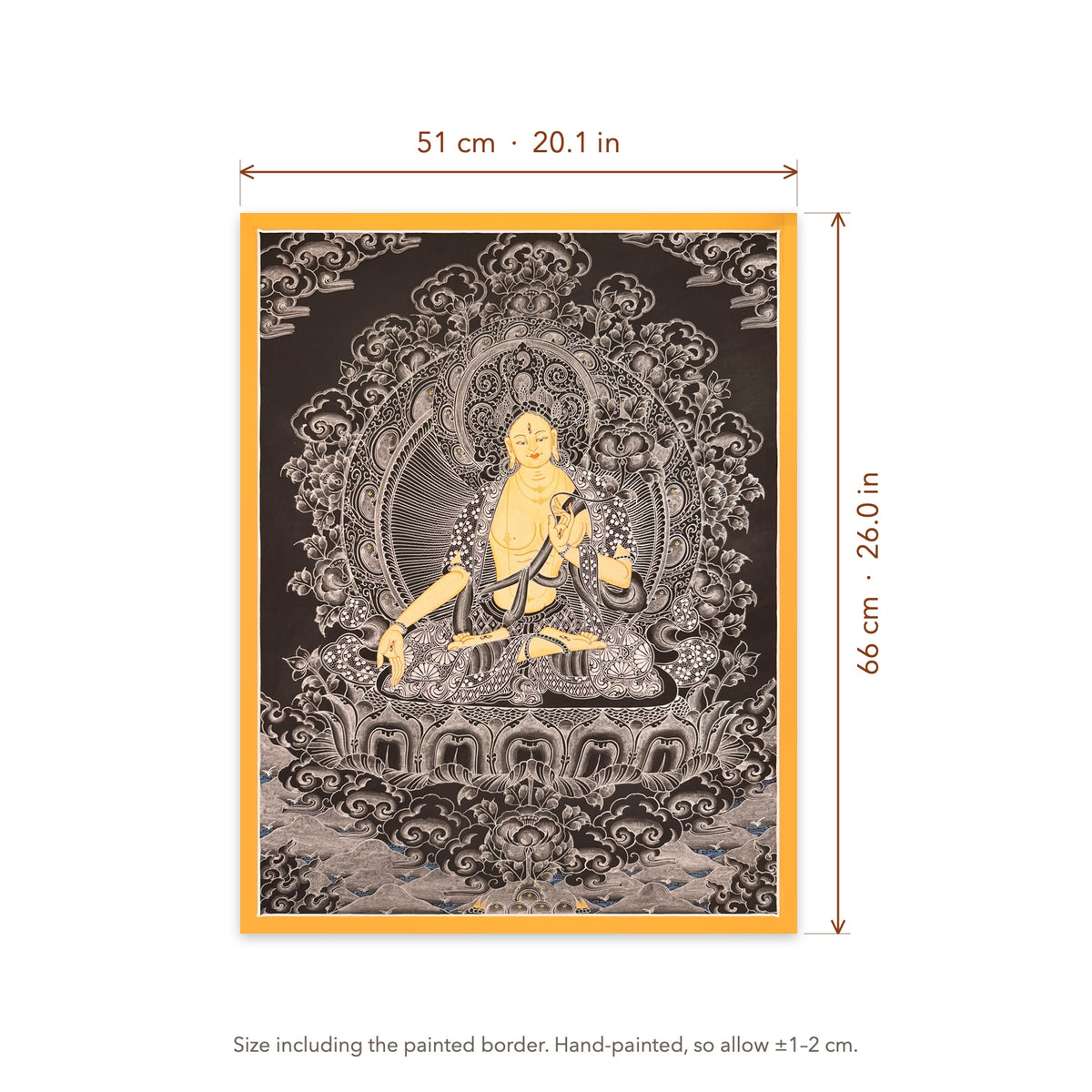 Size diagram: 51 × 66 cm (20.1 × 26.0 in), including the painted border