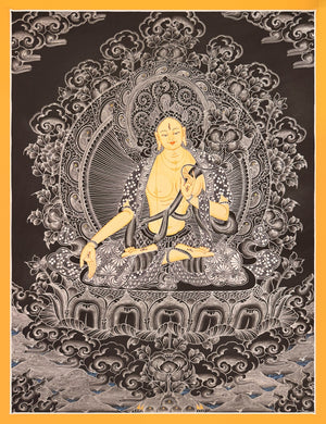 White Tara Thangka – 51×66 cm, Classic Grade