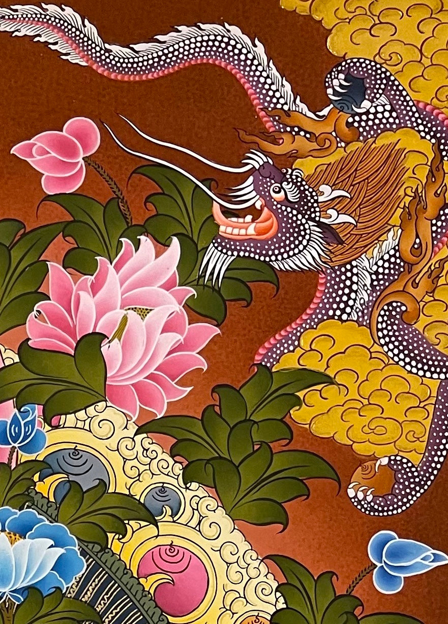 White Tara thangka, detail: top-right corner