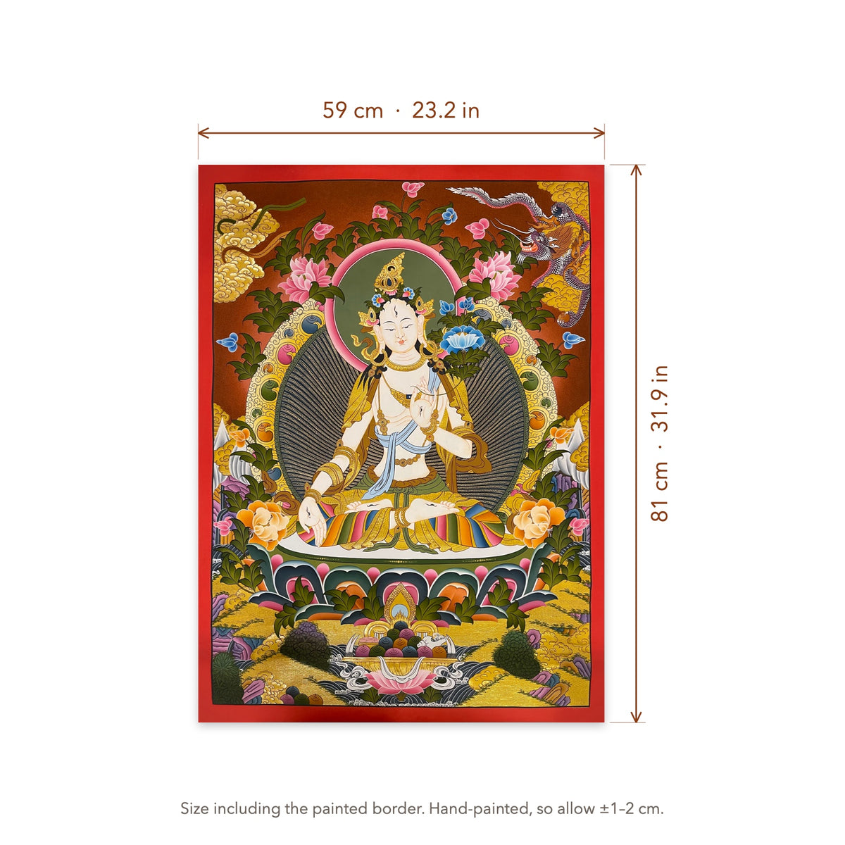 Size diagram: 59 × 81 cm (23.2 × 31.9 in), including the painted border