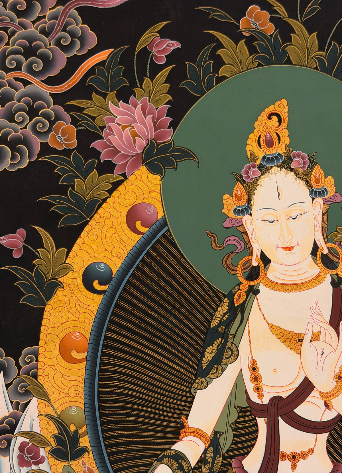 White Tara thangka, close-up photo 3 of 5